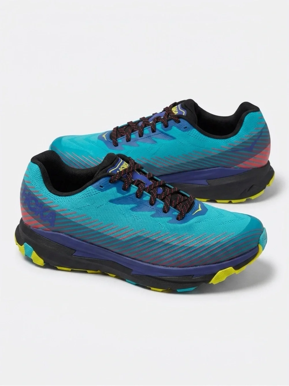 Hoka One One Men’s Teal and Navy Running Shoes with Yellow Accents size 12.5